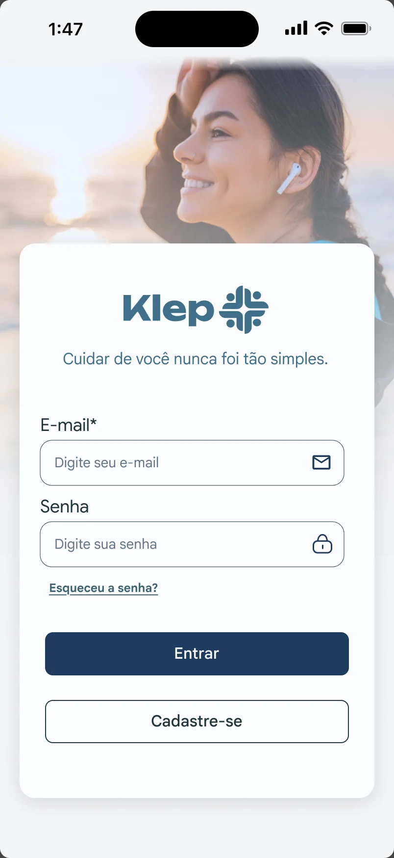 Tela do Klep: Login